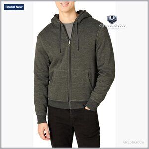 Men's Sherpa Lined Full Zip Fleece Hoodie Sweatshirt Regular Fit